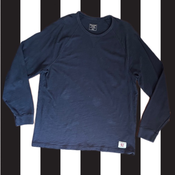 Abercrombie & Fitch Men’s XXL Long Sleeve Navy Crew Neck Muscle Shirt - Picture 1 of 7